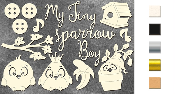 набор чипбордов my tiny sparrow boy 10х15 см #181 