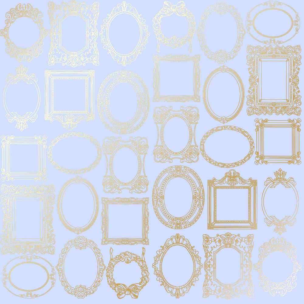 лист односторонней бумаги с фольгированием, дизайн golden frames purple, 30,5см х 30,5см