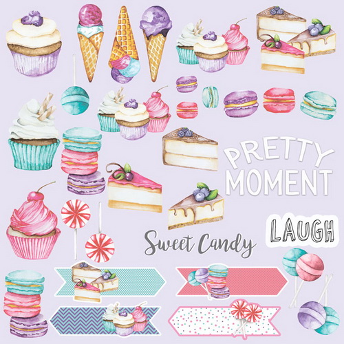 Лист с картинками для вырезания Candy shop №2 EN 30,5х30,5 см Лист с картинками для вырезания Candy shop №2 EN 30,5х30,5 см