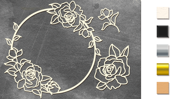 Chipboard embellishments set, "Roses in a circle" #342
