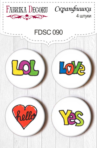 Set of 4pcs flair buttons for scrabooking #090