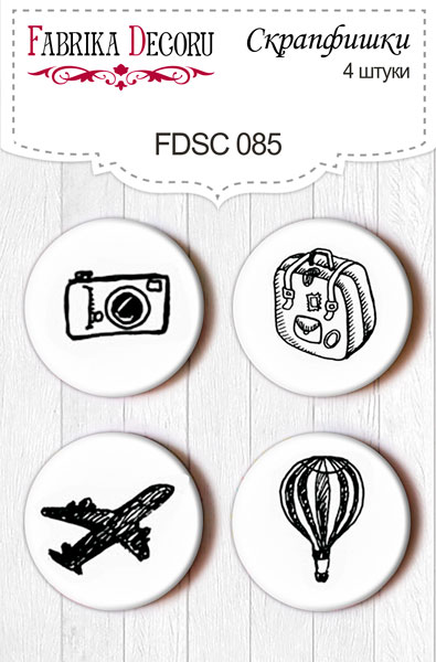 Set mit 4 Flair-Buttons für Scrapbooking #085 - Fabrika Decoru