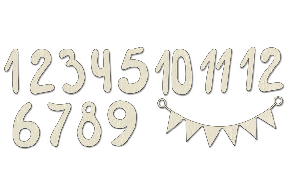 Chipboard embellishments set, "Numbers" #117