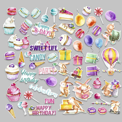 Set of die cuts Sweet birthday, 54 pcs - foto 1