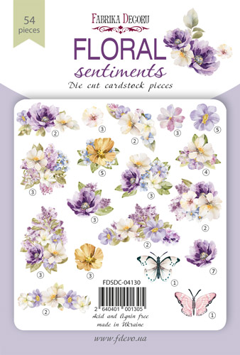 Set of die cuts Floral Sentiments, 54 pcs - foto 0