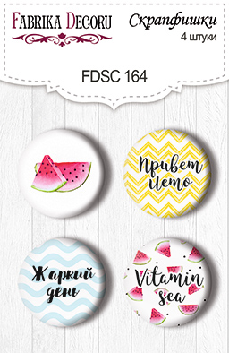 Set mit 4 Stk. Flair Buttons zum Scrapbooking "Tropical Paradise" #164 - Fabrika Decoru