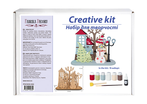 diy wooden coloring set, desk composition "winter town", #030