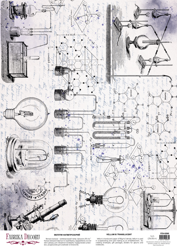 Arkusz kalki z nadrukiem, Deco Vellum, format A3 (11,7" х 16,5"), "Vintage Electricity" - Fabrika Decoru