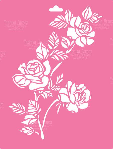 Schablone für Dekoration XL-Größe (30*21cm), Rose mit Blättern #019 - Fabrika Decoru