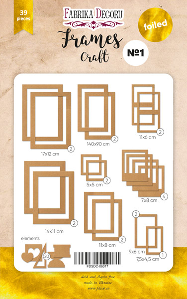 Набір картонних фото рамок з золотою фольгою #1 "Kraft" 39шт - фото 0