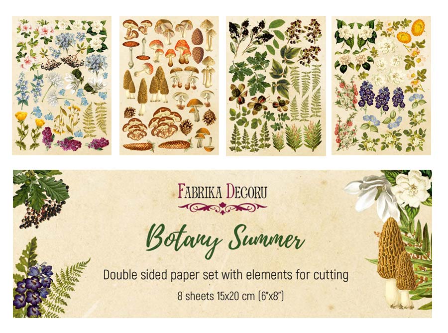 набор двусторонних картинок для вырезания botany summer 15х20см