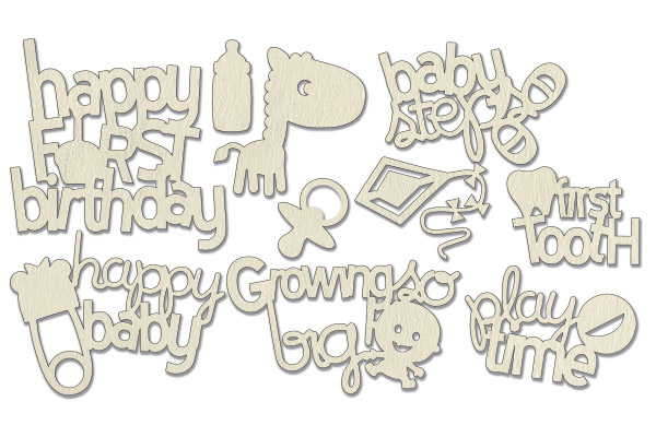 Chipboard embellishments set, "Happy birthday" #001