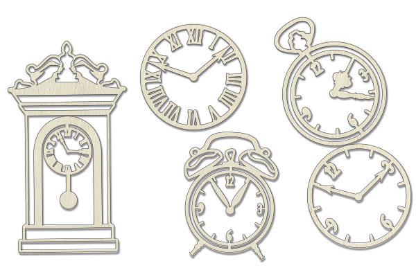 Chipboard embellishments set, Clock  #644