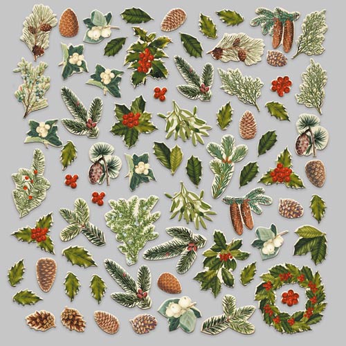 Набор высечек, коллекция Winter botanical diary, 72 шт - Фото 1