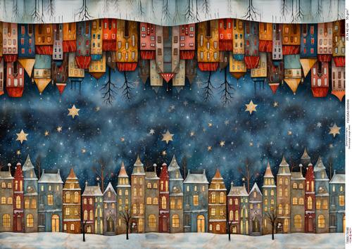 Papier do decoupage Domy (krawężnik)-3, #0949, 29,7x42cm - Fabrika Decoru