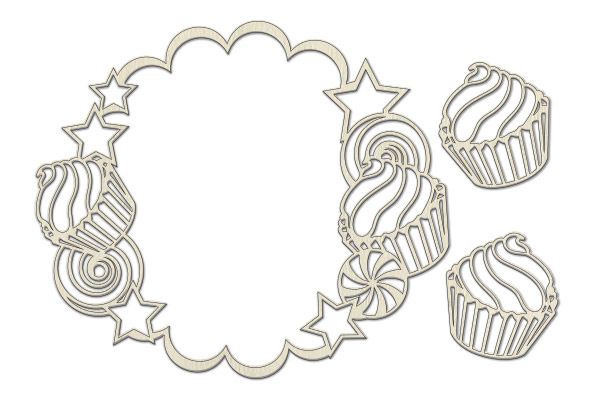 Chipboard embellishments set, "Frame - sweets" #371