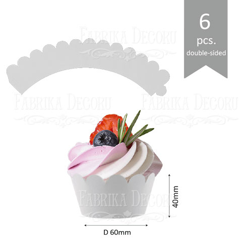 Cupcake cuffs, set of cardboard blanks for cupcakes, 6 pcs, 105х75х43 mm