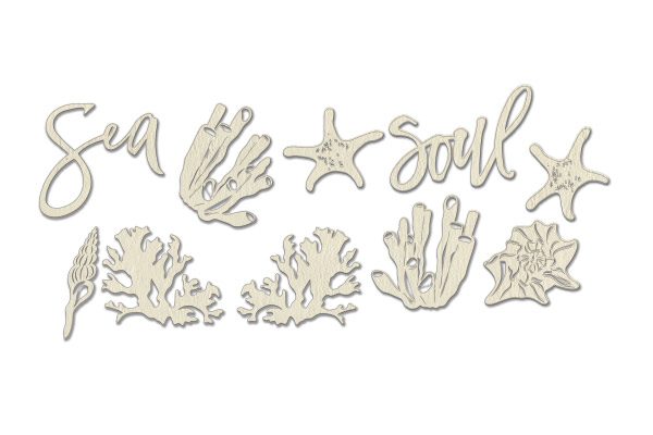 Chipboard embellishments set, "Sea soul" 