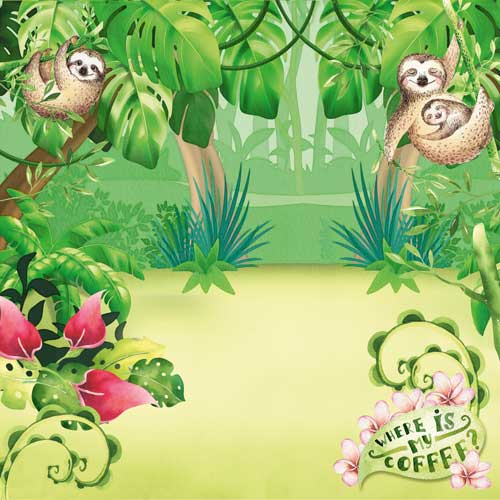 Double-sided scrapbooking paper set Safari for kids 12"x12", 10 sheets - foto 3