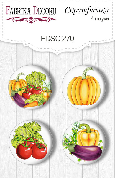 Set of 4pcs flair buttons for scrabooking "Vegetables" #270