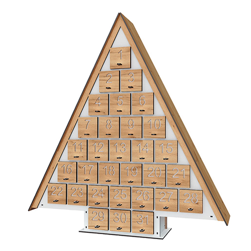 Advent calendar Christmas tree for 31 days with cut out numbers, DIY