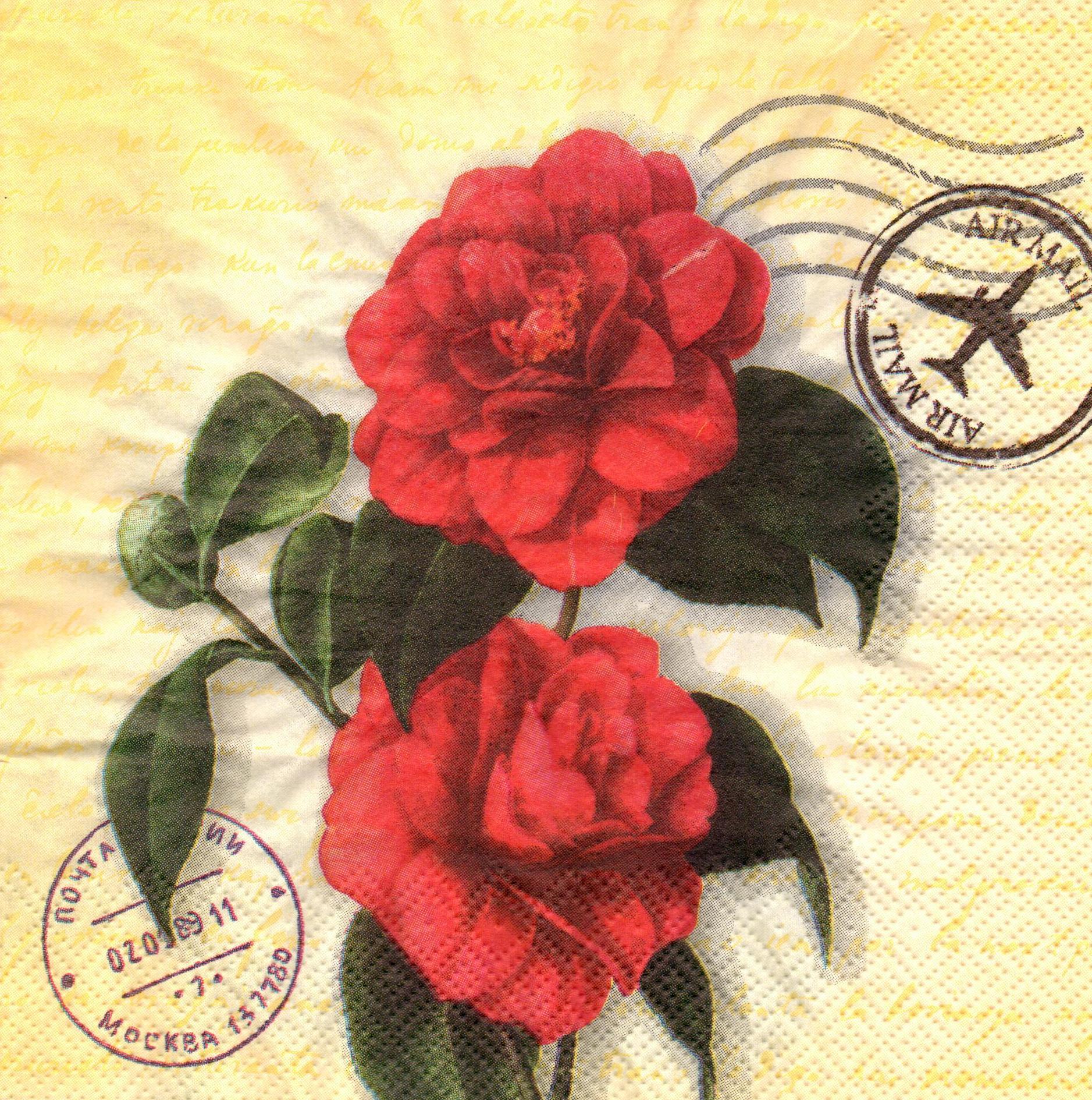 Салфетка для декупажа "Розы в письмах" - Фото 0