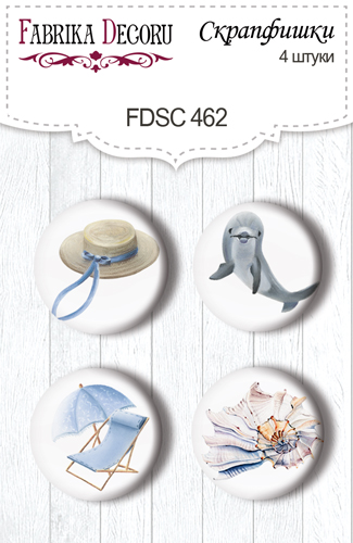 Set mit 4 Flair-Knöpfen zum Scrapbooking Memories of the Sea #462 - Fabrika Decoru