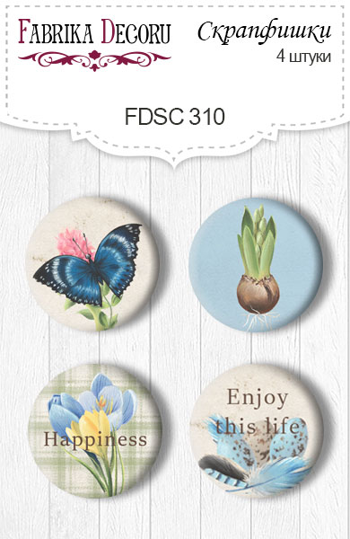 Set of 4pcs flair buttons for scrabooking "Spring" #310