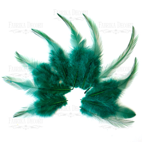 набор перьев с хвостиком "темно зеленый"