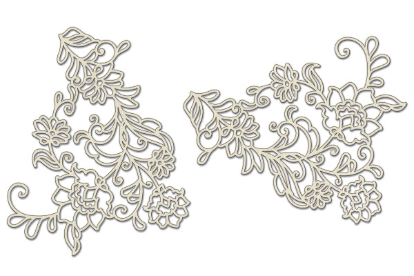 Chipboard embellishments set, Flower ornament #547