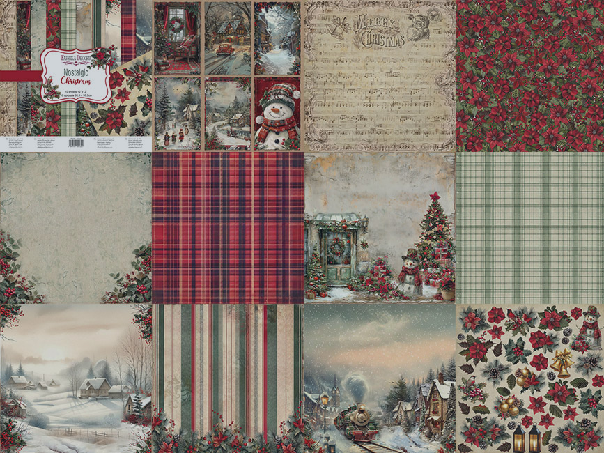 Double-sided scrapbooking paper set Nostalgic Christmas 12"x12", 10 sheets - foto 0