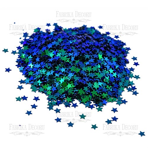 Sequins Stars mini, green with blue with nacre, #023 - foto 0