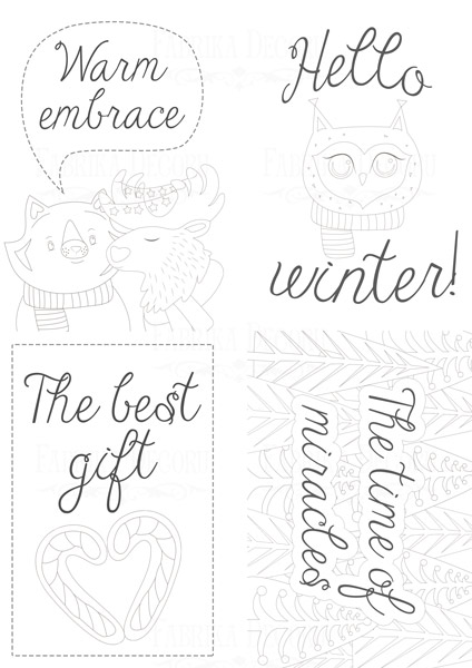 Set of 8pcs 10х15cm for coloring and creating greeting cards Huge Winter EN - foto 0