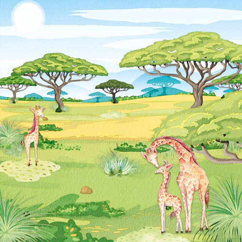 Doppelseitiges Scrapbooking-Papierset Safari für Kinder 20 cm x 20 cm, 10 Blätter - foto 1  - Fabrika Decoru