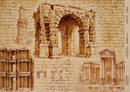 Kraft decoupage paper, 21x29,7cm, “Architecture”, #00111