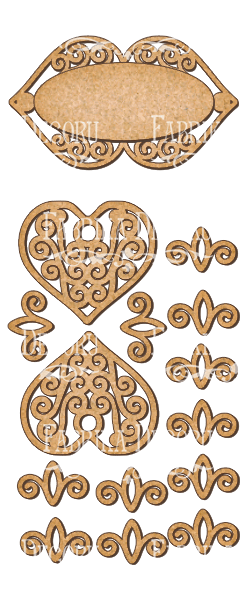 Set of MDF ornaments for decoration #108