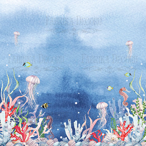 лист двусторонней бумаги для скрапбукинга "sea soul-3" 20,5х20,5 см