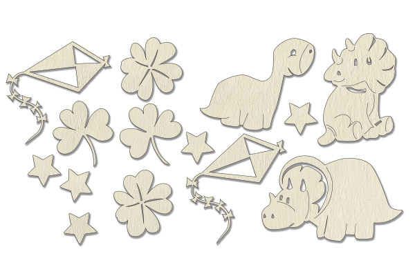 Chipboard embellishments set, "Dino baby" #162