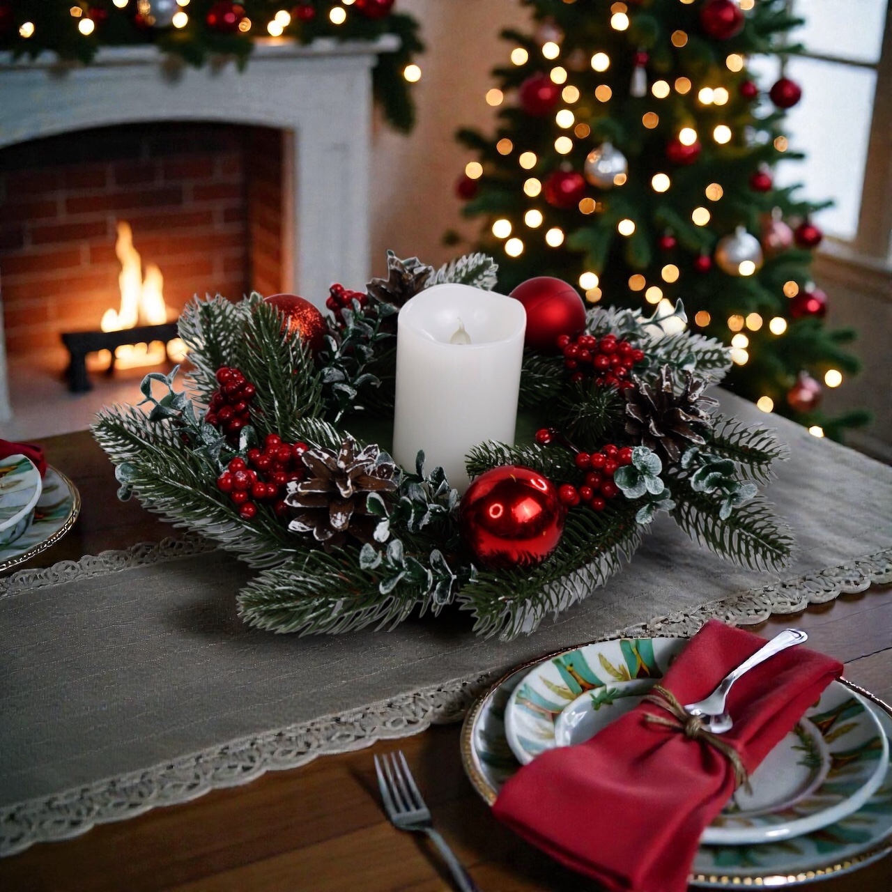 Floristische Komposition "Strahlende Weihnachten", 250 x 250 x 70 mm - foto 5  - Fabrika Decoru