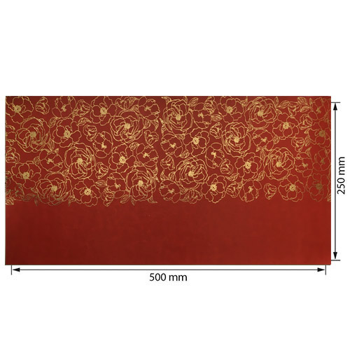 Piece of PU leather for bookbinding with gold pattern Golden Pion Wine red, 50cm x 25cm - foto 0