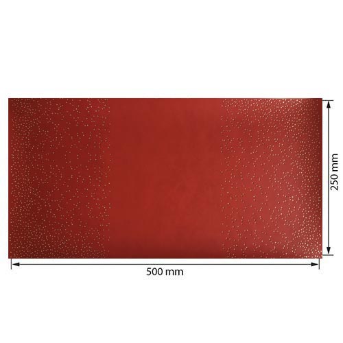 Piece of PU leather for bookbinding with gold pattern Golden Mini Drops Red, 50cm x 25cm - foto 0