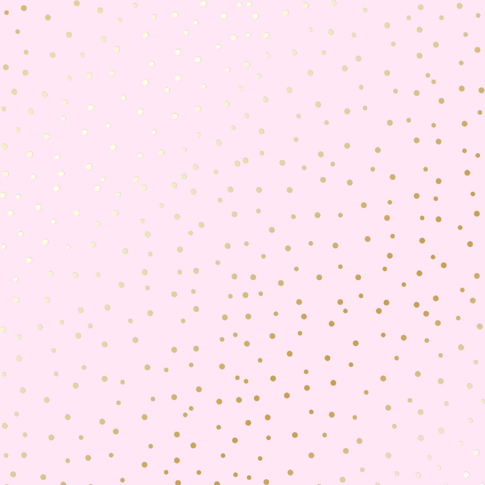 Sheet of single-sided paper with gold foil embossing, pattern Golden Drops Light pink, 12"x12"