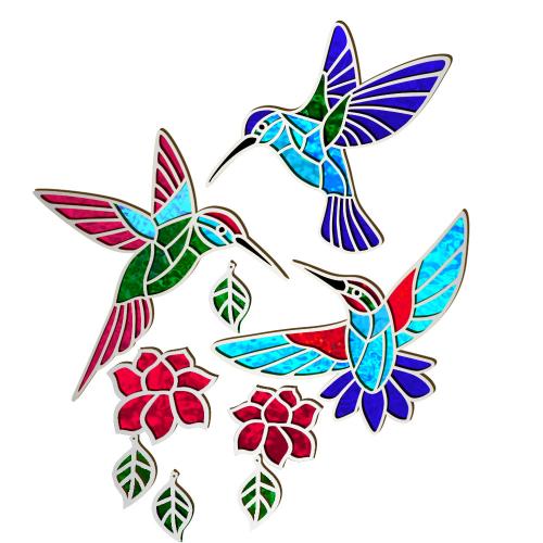 Art Stained Glass Kit "Hummingbirds in Flowers", for painting by numbers