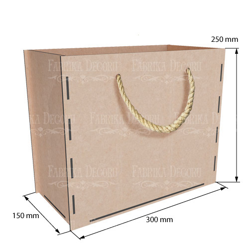 Bag shaped gift box with rope handles for presents, flowers, sweets, 300 х 250 х 150 mm, DIY kit #296 - foto 2