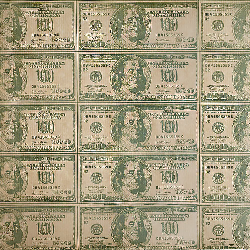 лист крафт бумаги с рисунком доллар 30х30 см