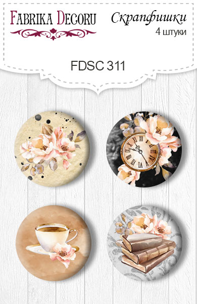 Set mit 4 Flair-Knöpfen zum Scrapbooking von „Sentimental Story 1“ #311 - Fabrika Decoru