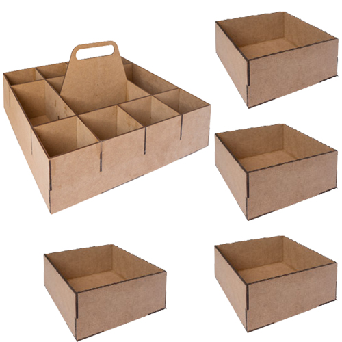 Insert with handle and 4 trays for Smart Box organizer, 3mm HDF, 325x325x210 mm, #11 - foto 2