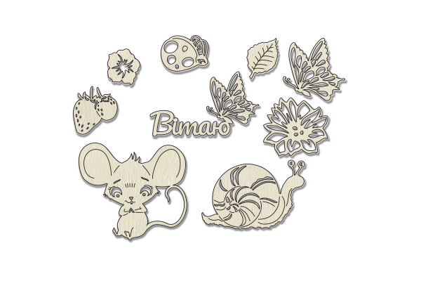 Chipboard embellishments set, Happy mouse day #791