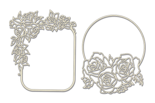 Chipboard embellishments set, Frames with roses #566