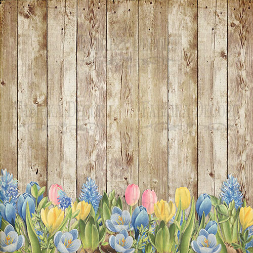 Blatt doppelseitiges Papier für Scrapbooking Botanik Frühling #25-03 12"x12" - Fabrika Decoru